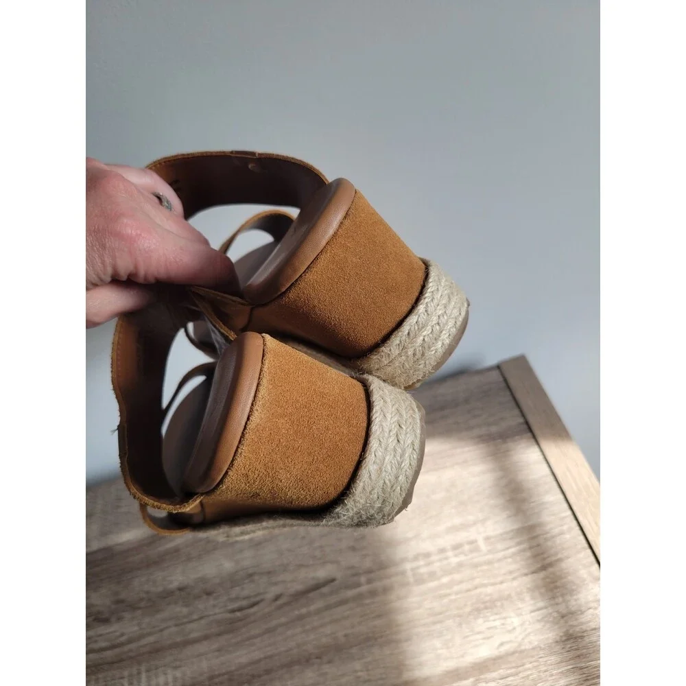 Joie Brown Women's Size 9 Wedge Suede Sandals Heels Espadrille